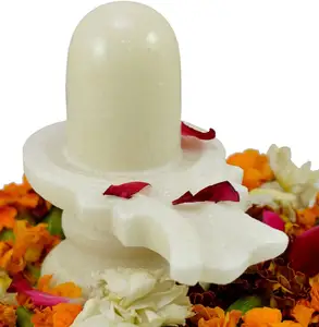 印度手工大理石湿婆林格姆湿婆3.5英寸白色印度教神灵湿婆正能量瓦图灵气为房屋寺庙