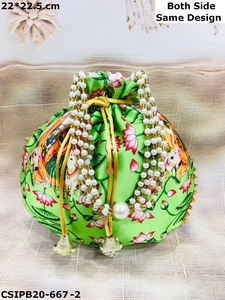 Handmade Indian <b>Embroidered</b> Fabric Potli <b>Clutch</b> Elegant Style for Weddings and Celebration Moments Return Gifts! - Product Image 3