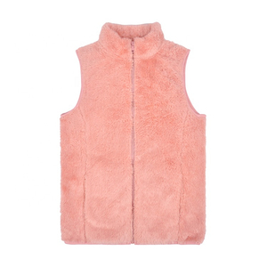 Personnalisable femmes hiver chaud Streetwear polaire Sherpa veste sans manches avec fermeture éclair décontracté coton rempli - Product Image 1