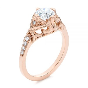 Vintage Inspired 14K Yellow Gold <b>Ring</b> Round Cut Moissanite Engagement <b>Ring</b> High Quality <b>Customized</b> <b>Ring</b> at Wholesale Price - Product Image 6