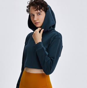 Sweat à capuche court pour femmes de haute qualité à la mode pull à capuche sweats tissu polaire mince pour l'hiver sweats à capuche - Product Image 6