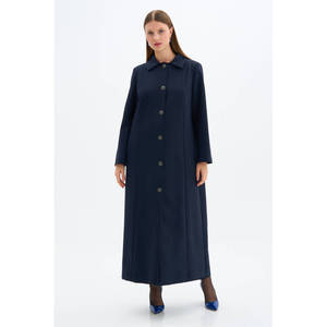 Manteau d'hiver tissé bleu marine coupe classique - Product Image 1