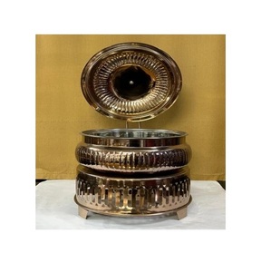 Plat à réchaud élégant en métal doré pour la restauration, les mariages, les hôtels, équipement de maintien au chaud, DESIGN ÉLÉGANT, Art déco, table - Product Image 6