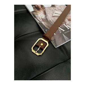 Ceinture carrée pour femme, ceinture pour pantalon, ceinture pour veste, ceinture pour robe - Noir & Marron & Beige - Or - Product Image 5