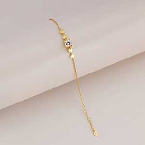 92.5 <b>Silver</b> <b>Charm</b> <b>Bracelet</b> 191402 Heart Key Shape Rhodium Gold Plating Featuring Diamond Zircon Religious Ethnic Style for Gifts - Product Image 2