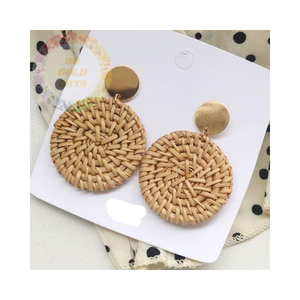 Pendientes de ratán personalizables-Pendientes únicos de bambú hechos a mano para mujer - Product Image 3