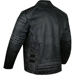 Vente en gros de veste en cuir véritable 2025 de meilleure qualité pour hommes, veste en cuir de vachette à manches longues en tissu de vachette - Product Image 6