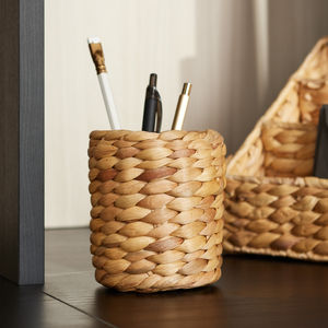 Handmade <b>water</b> hyacinth desk <b>pen</b> holder office workspace organizers pencil stationery stand - Product Image 5