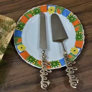 Modern Gold Curved Wedding <b>Cake</b> <b>Server</b> Set Wedding <b>Cake</b> Engraved Set for Birthday Party and Event - Product Image 2