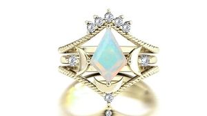 Shama Gems Jewels 925 Sterling <b>Silver</b> Rose Gold Plated Kite Shaped <b>Opal</b> Luxury Engagement <b>Ring</b> Prong Setting Wedding <b>Ring</b> - Product Image 6