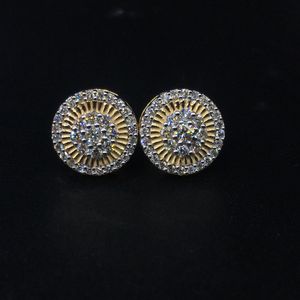Anniversary Best Gift Children's 14K Gold Real Round Natural Diamond Hip Hop Rock Stud Cluster <b>Earrings</b> with Screw <b>Back</b> Design - Product Image 2
