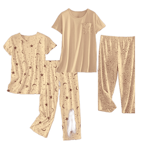 Lady 2pcs Designer Inspired Leopard Pattern Cotton Pajama Tank Top Soft Nighty Home Clothes for Women's SleepwearS - Product Image 2