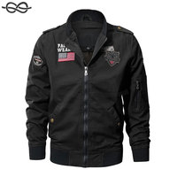 Blouson Aviateur Homme Style Printemps Multi-Poches Tactique Veste de Moto Automne Légère en Coton Col Montant