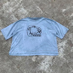 เสื้อยืดผู้ชายเสื้อครอปผ้าฝ้ายพิมพ์ลายกราฟฟิกแบบวินเทจ - Product Image 3