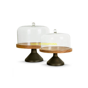 Soporte redondo para pasteles con cubierta de cúpula de vidrio y base de metal decorativa para exhibición de postres bodas fiestas panaderías restaurantes - Product Image 4