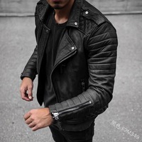 Manteau en cuir véritable et toile pour homme, style rétro, coupe slim, col rabattable, fermetures éclair, mode hiver Europe Amérique, imperméable