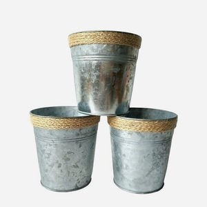 <b>Tin</b> Metal Galvanized Planter Set of 3 - Product Image 5