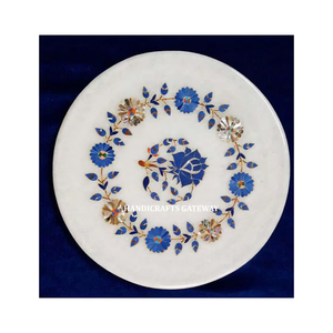 Incrustation florale décorative de forme ronde en marbre blanc pour une utilisation de matériaux de haute qualité pour la maison et la cuisine Article de décoration - Product Image 1