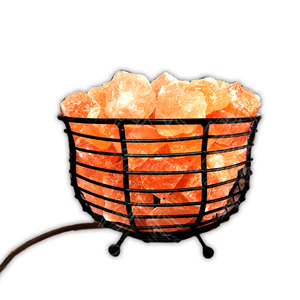 Lampe de panier en métal en forme de bol avec morceaux de sel veilleuse pour la décoration de la chambre à coucher lampe de panier en métal pur sel - Product Image 1