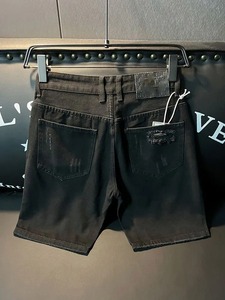 กางเกงขาสั้นผ้าเดนิมฟอกระบายอากาศได้ดีกางเกงขาสั้นของผู้ชายผ้าคอตตอนลายหิน100% 2025ใหม่ - Product Image 3