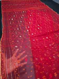 Exclusivo RED Deshi Dhakai Jamdani Sharee Calidad de exportación para mujeres JAMDANI FABRIC Blue GREEN Golden Sky Blue de Bangladesh - Product Image 3