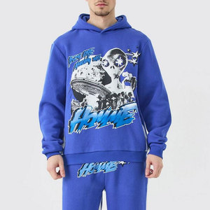 FREEZY APPAREL Ensemble de survêtement bleu à capuche pour homme, couleur unie, décontracté, sweat-shirt et pantalon long, coupe régulière, polyester/coton - Product Image 4