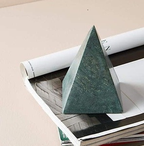 Handmade green marble pyramid paper weight stone luxury decorative <b>desk</b> <b>accessory</b> stylish <b>office</b> table decor unique stationery - Product Image 1