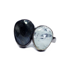 Vêtements de tous les jours en argent sterling 925 Onyx noir vert améthyste pierres précieuses classique à la mode Unique unisexe anneaux - Product Image 2