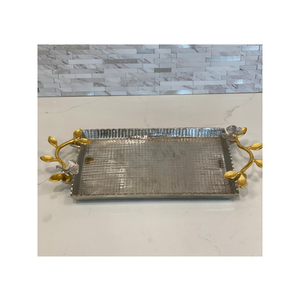 Fantástico centro de mesa, bandeja para servidor de alimentos, bandeja de Metal de la mejor calidad con mango de diseñador antiguo para accesorios de Hotel - Product Image 1