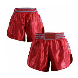 กางเกงขาสั้น MMA แบบกำหนดเองผ้าฝ้าย100% ระบายอากาศได้ดีชุดชกมวยไทยชุดต่อสู้ทำจากผ้าขนสัตว์สีพื้นย้อมสี - Product Image 4