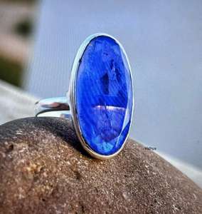 Anillo hecho a mano de tanzanita de Plata de Ley 925 hermoso anillo de mujer. - Product Image 5