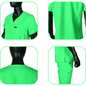 Tenues d'infirmière Blaze Fight Wear à col montant, ensembles de blouses d'hôpital à manches courtes en sergé polyester/coton, unisexe, OEM - Product Image 1