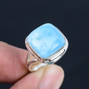 925เครื่องประดับเงินสเตอร์ลิงทำด้วยมือแหวนสัญญาอัญมณีลาริมาร์สปินเนอร์สไตล์ Boho แสตมป์925ทึบเครื่องประดับคุณภาพดีที่สุด - Product Image 4