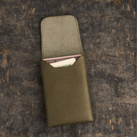 Portefeuille fin minimaliste en cuir pleine fleur personnalisé fait main Al-Amir, blocage RFID, gravure personnalisée, porte-cartes de poche avant