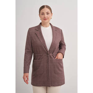 <b>Brown</b> Printed Long Wool Cardigan for Autumn Winter Casual Style - Product Image 3