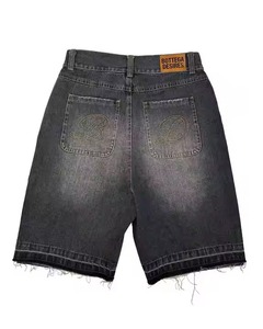 Nouveau Vente en gros Jorts personnalisés à la mode pour hommes avec broderie en détresse Jorts Baggy de haute qualité lavés Shorts en jean à double ourlet avec lavage à l'acide - Product Image 2