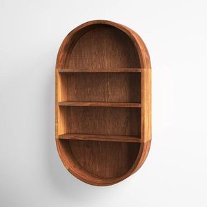 E Shape Mango and Acacia Wood <b>Storage</b> Organizer Display <b>Shelf</b> Rack Adjustable Wood Desktop Bookshelf - Product Image 6