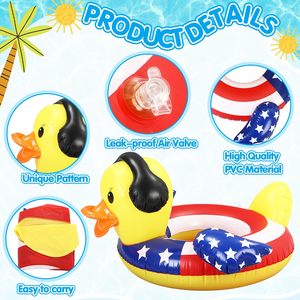 Factory Direct Duck <b>Pool</b> Float 36 Inch <b>Inflatable</b> Patriotic Swim Ring <b>for</b> Adults 250 Anniversary Party Durable Water Raft - Product Image 3