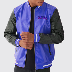 Veste universitaire personnalisée OEM, école, collège, baseball, lettreman, col montant pour hommes, logos brodés, vestes imperméables et respirantes - Product Image 3