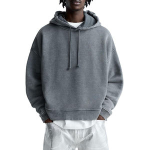 Wholesale Custom Design Stone Washed <b>Men's</b> Sweatshirt <b>Thick</b> French Terry Oversized Acid Wash Vintage Hoodies - Product Image 1