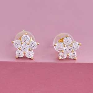 92.5 <b>Silver</b> <b>Stud</b> <b>Earrings</b> Trendy Flower Shape Zircon Diamond Pearl Platinum Main for Wedding Engagement Party Gift-Model 152997 - Product Image 6