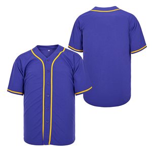 เสื้อเบสบอลโพลีเอสเตอร์ 100% สำหรับผู้ใหญ่ เสื้อเจอร์ซีย์สีพื้นแบบกำหนดเองสำหรับทีมกีฬา ราคาสมเหตุสมผล - Product Image 1