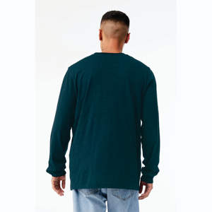 T-shirt unisexe à manches longues et col rond personnalisé OEM-100% Airlume Cotton, 4.2 oz, Atlantic Blue - Product Image 3