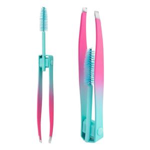 Pince à épiler en acier inoxydable pince à sourcils professionnelle pince à cils maquillage 2 en 1 pince à épiler les sourcils - Product Image 4