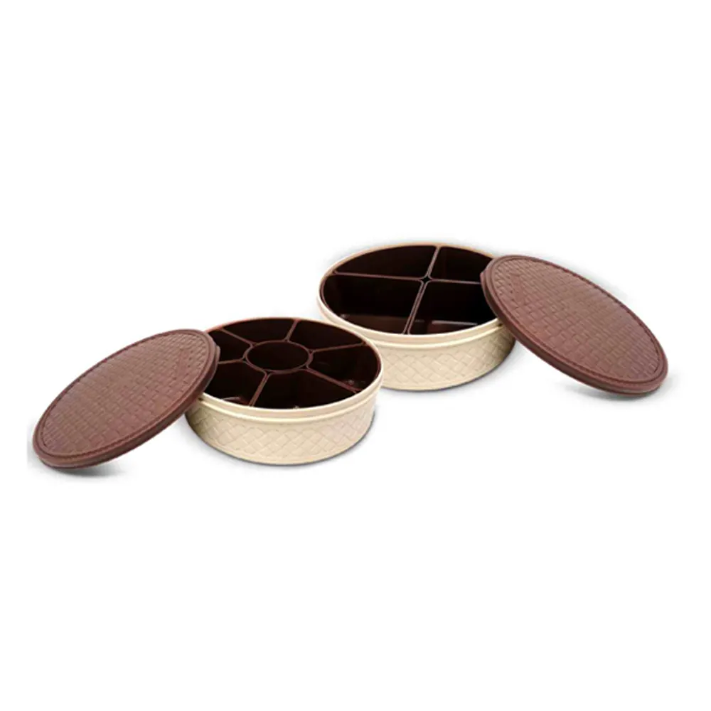 Stitch Masala Box With Spoon Round Shape with 7 compartments Masala Spice Box / Masala Dabba / Kitchen Spice