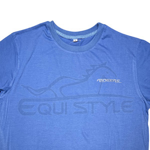 T-shirt surdimensionné bleu en coton sergé Streetwear lourd unisexe mode respirant Anti-rides grande taille OEM t-shirts en gros - Product Image 3