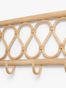 ที่แขวนผ้าหวายสไตล์วินเทจที่แขวนเสื้อโค้ทไม้ไผ่แบบแขวนติดผนังที่เป็นมิตรต่อสิ่งแวดล้อม - Product Image 5