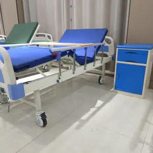 Équipement clinique à 2 manivelles Fonction réglable manuelle Lit médical à domicile Lit d'hôpital infirmier pour patients