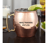 Mug à bière en cuivre martelé en gros, 301-400 ml, écologique, sans BPA, portable