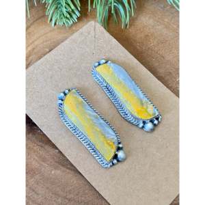 Bumblebee Jasper <b>Stud</b> <b>Earrings</b> Sterling <b>Silver</b> Bezel <b>Set</b> Post <b>Earrings</b> - Product Image 2